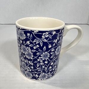 Queen’s Blue White Floral Mug Chintz Style Coffee Tea Cup Made in Malaysia